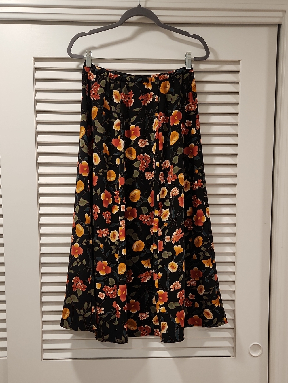 Vtg A-line Midi Skirt Floral Buttoned Size M - Picture 5 of 7